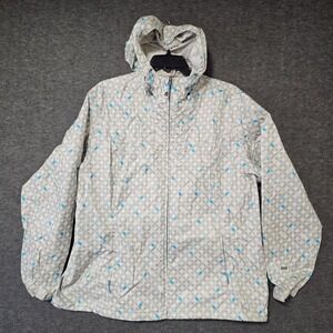 Eddie Bauer Hooded Full Zip Patterned Nylon Jacket‎ 2xl XXL Rain Coat Hunting